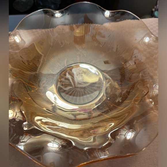 Jeanette Glass Iris & Herringbone Iridescent Wavy Bowl - Picture 5 of 8